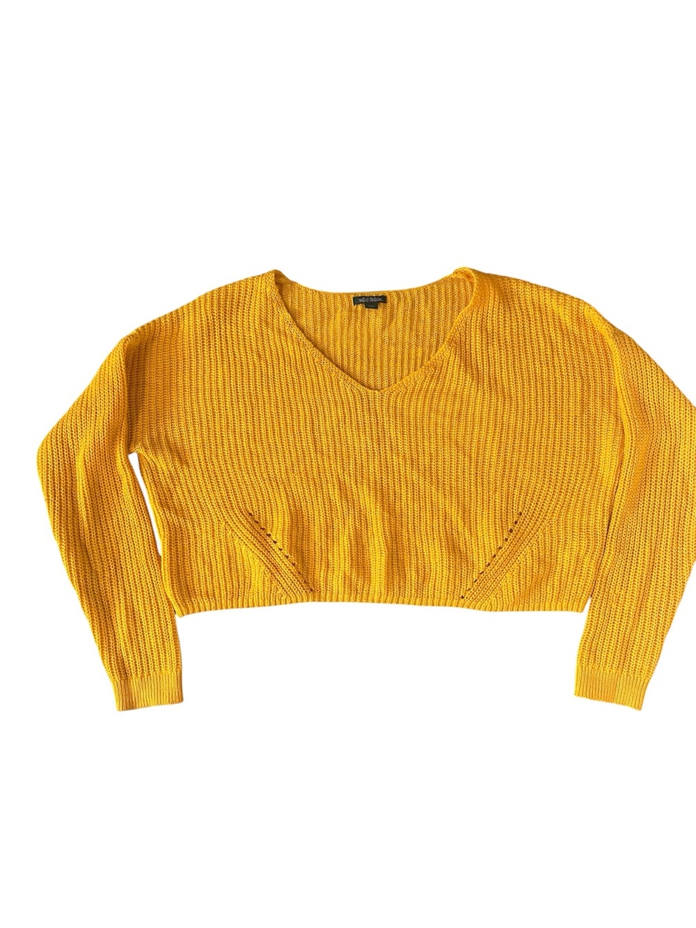 Wild Fable Cropped V-Neck Sweater - Yellow Size L